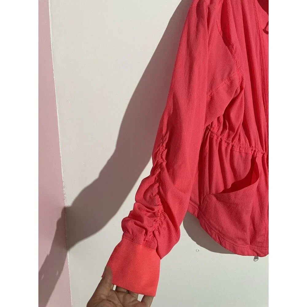 Free People Movement Jacket M Pink Solid Run Wild Hooded Athleisure Gym Training